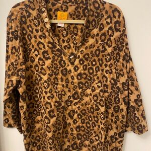 Ruby Rd. Women's Brown Leopard Teddy Jacket